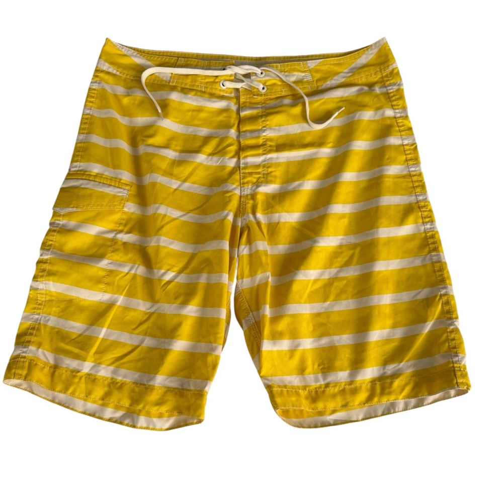 Old Navy Yellow and White Striped Men's Board Shorts